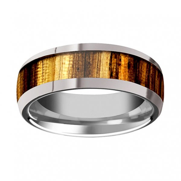 The Madrigal — Tungsten &amp; Zebra Wood Ring